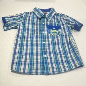 Vibrant Blue Plaid Kids Button-Down Shirt